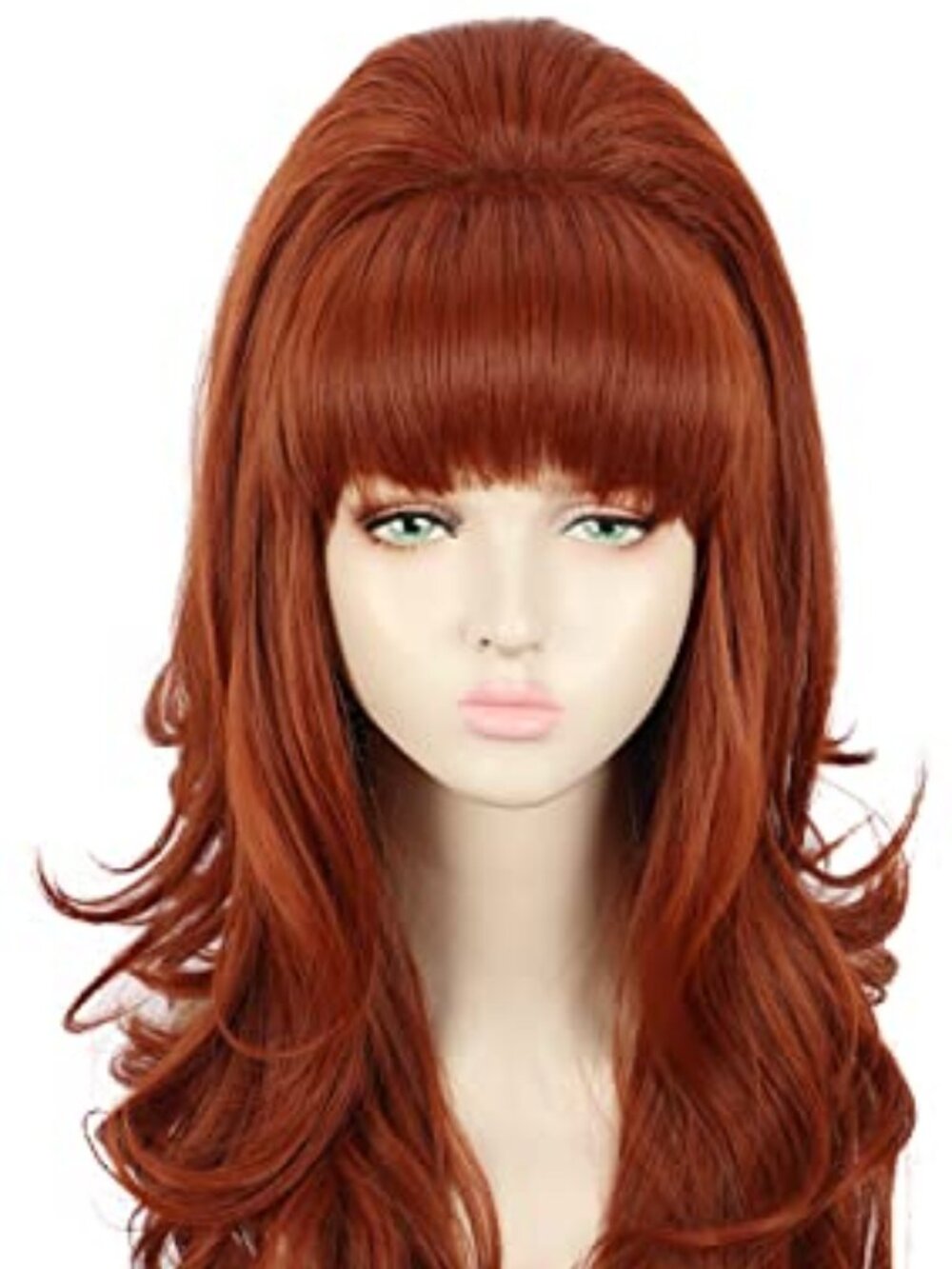 Long Ginger Wavy Women Big Bouffant Wig Beehive 60s 70s Cosplay Costume Wig